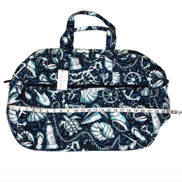 🆕️🐚FREE GIFT!+ Vera Bradley Medium Traveler Bag - Shore Enough Weekender Blue - Picture 4 of 16